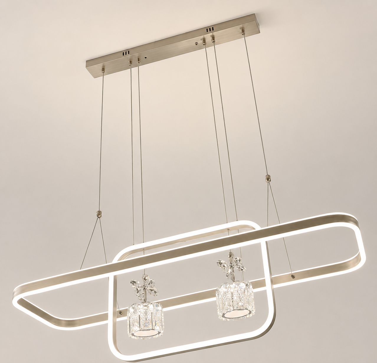 Aurelia Crystal Bloom Linear Chandelier Detail 4