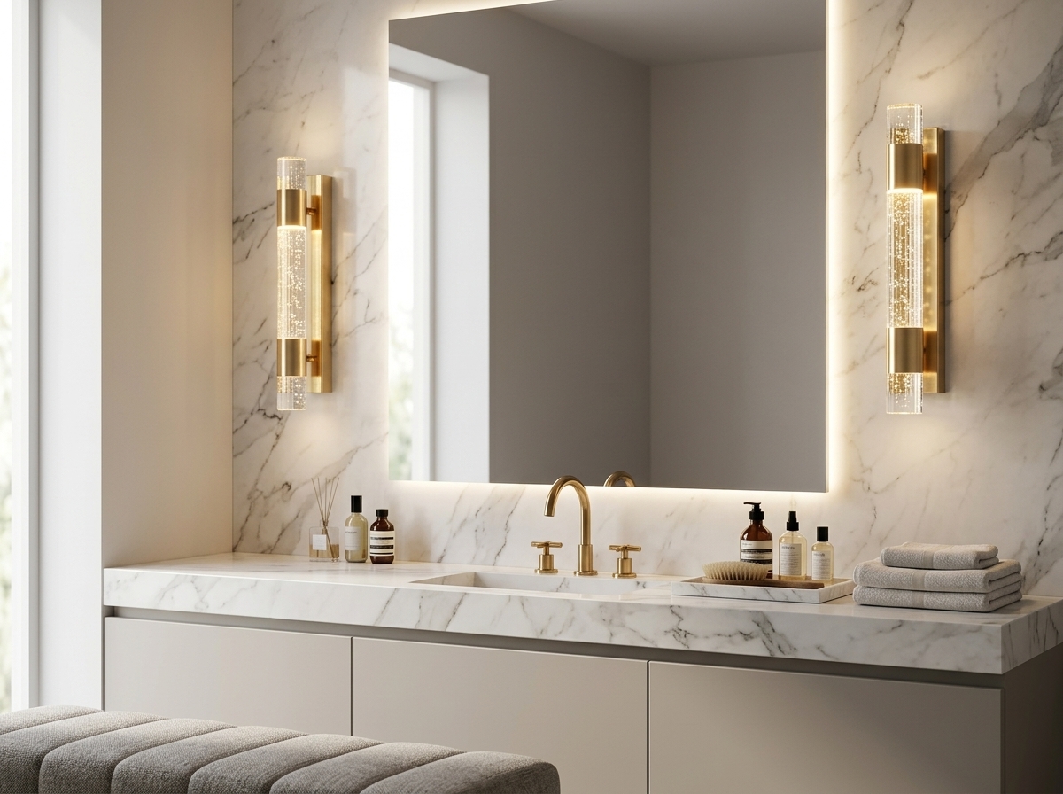 Aurora Fluted Crystal Wall Sconce - Gold Detail 1