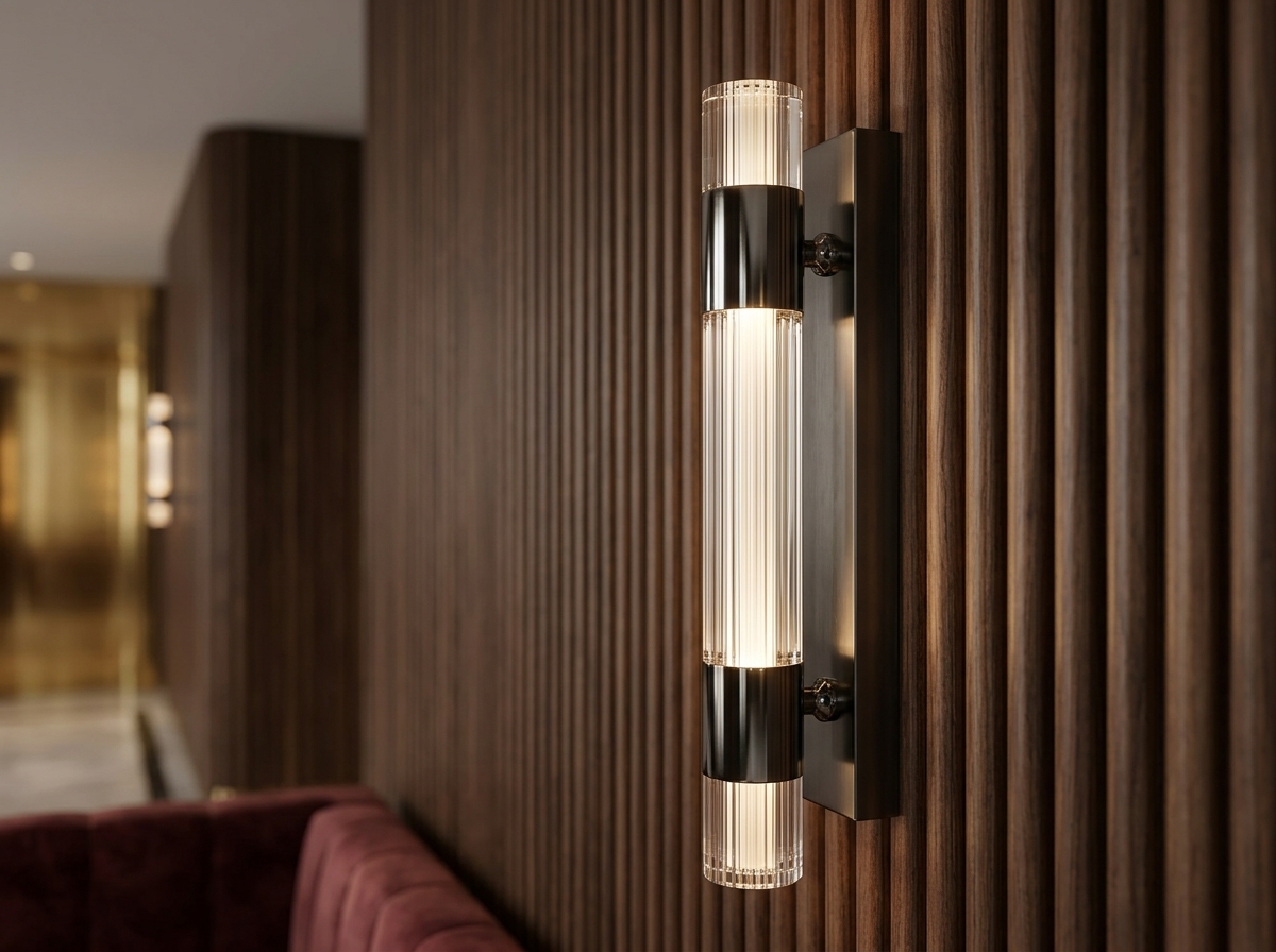 Aurelia Gunmetal Fluted Crystal Wall Light - Black Detail 4