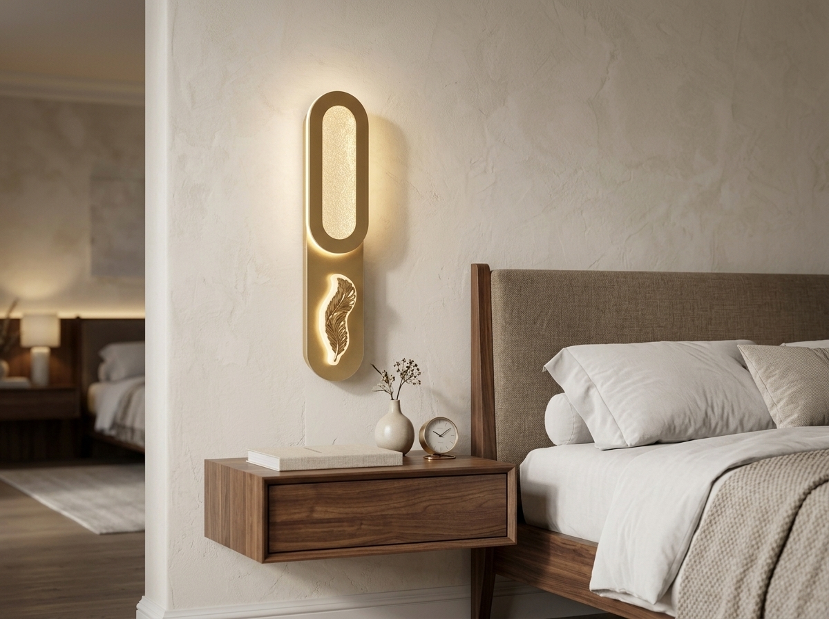 Celestia Golden Feather Oval Wall Light Detail 7