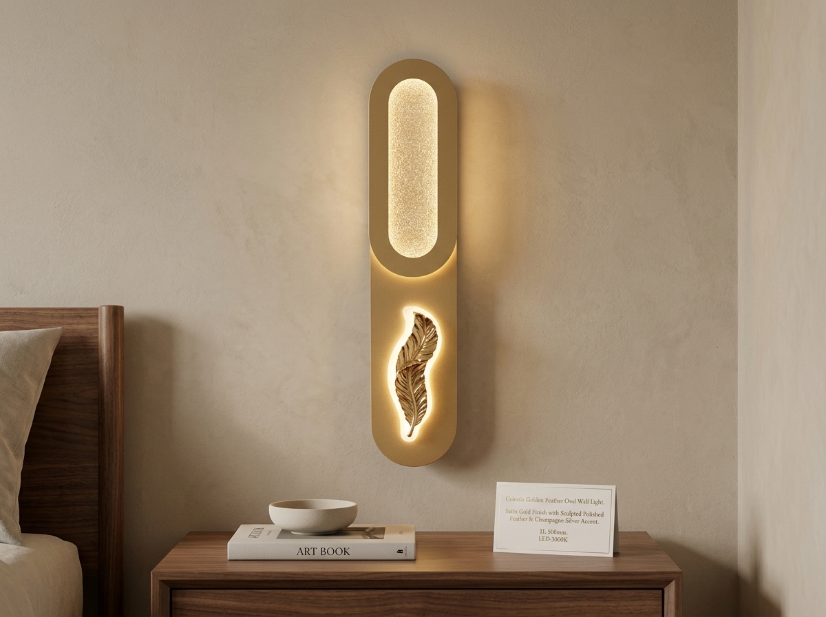 Celestia Golden Feather Oval Wall Light Detail 2