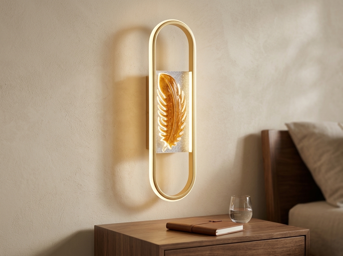Celestia Golden Feather Halo Wall Light Detail 2