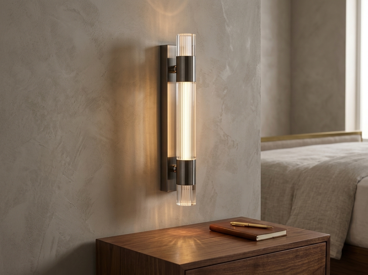 Aurelia Gunmetal Fluted Crystal Wall Light - Black Detail 5