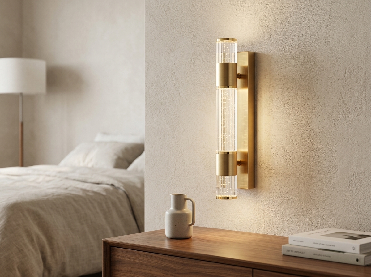 Aurora Fluted Crystal Wall Sconce - Gold Detail 2