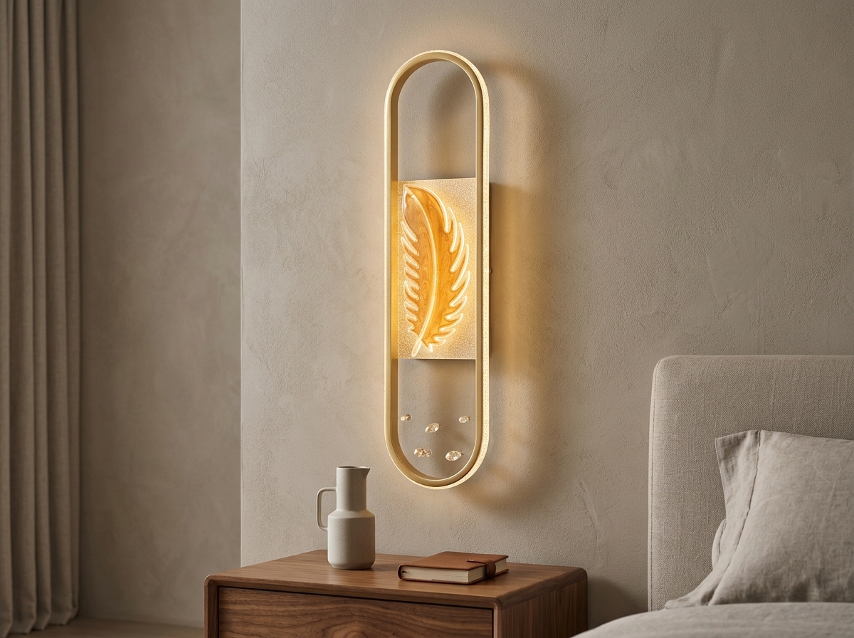 Celestia Golden Feather Halo Wall Light Detail 1