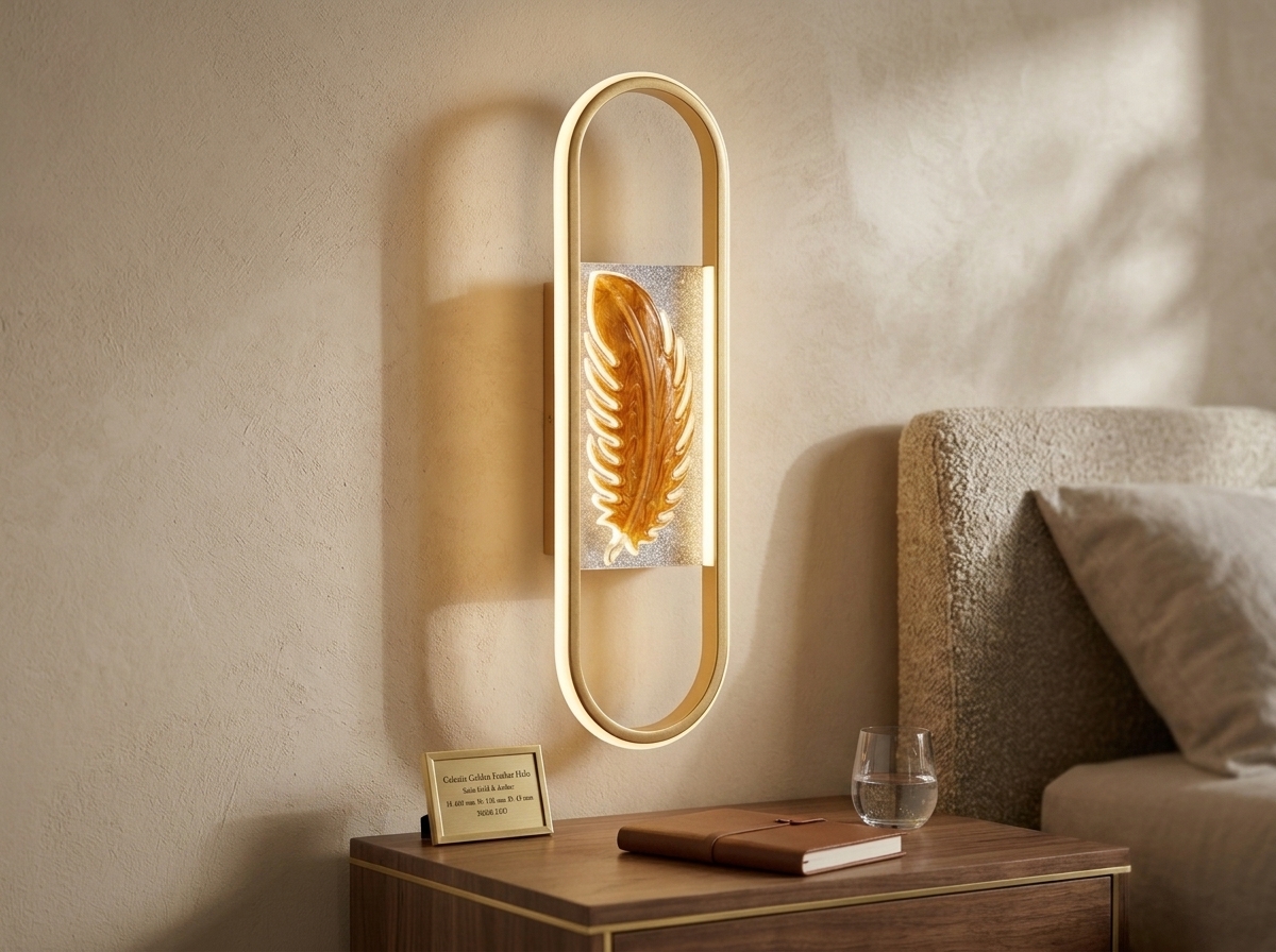 Celestia Golden Feather Halo Wall Light Detail 6