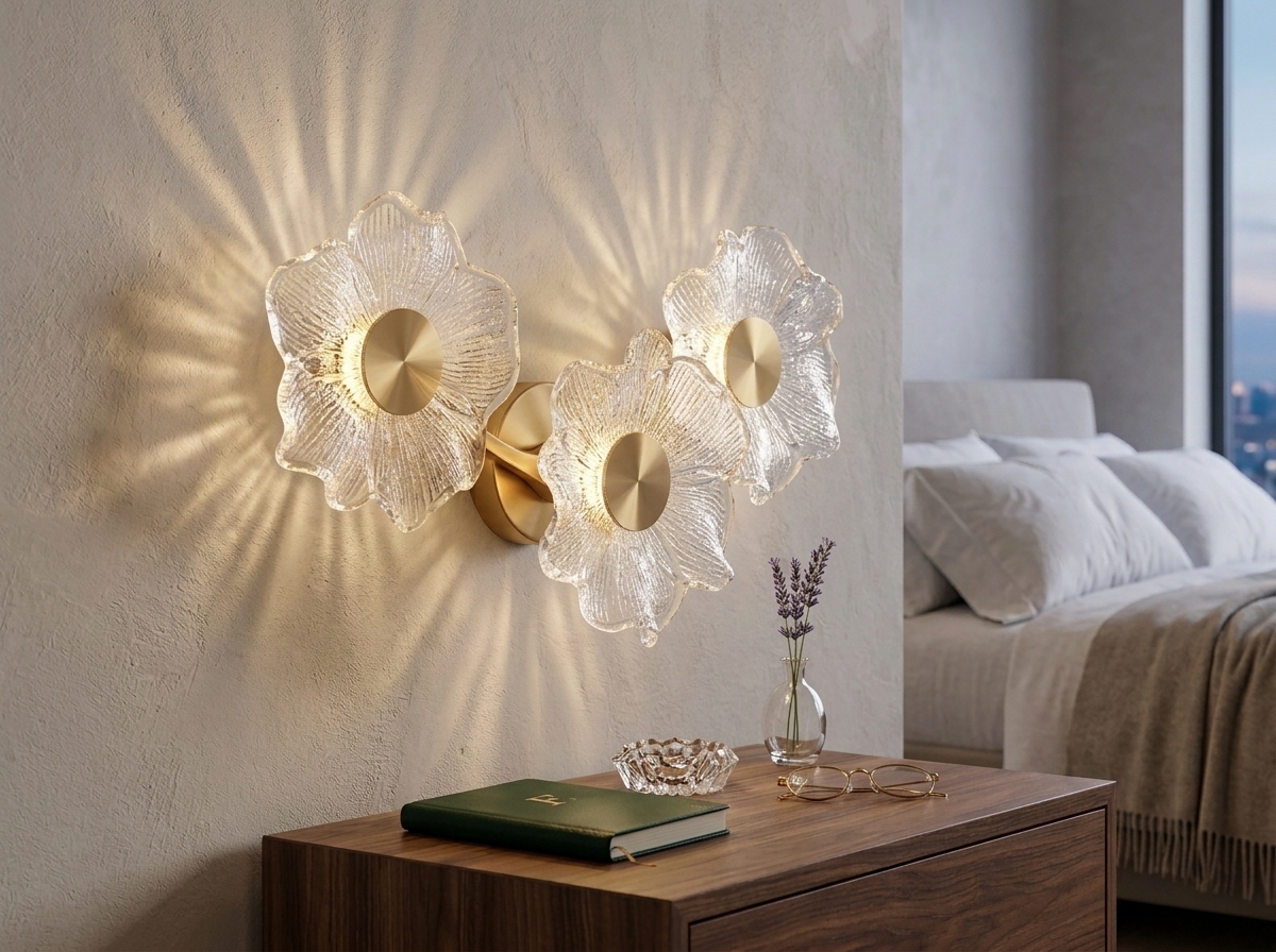 Florielle Triple Crystal Bloom Wall Light Detail 2