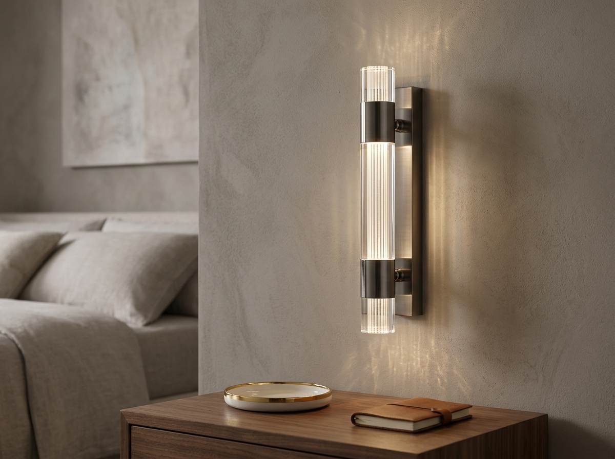 Aurelia Gunmetal Fluted Crystal Wall Light - Black Detail 2